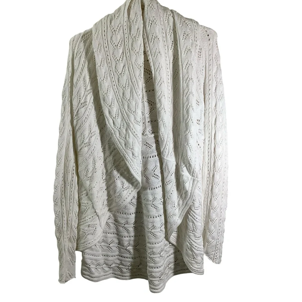 Cabi Circle Knit Sweater Cardigan Open Front